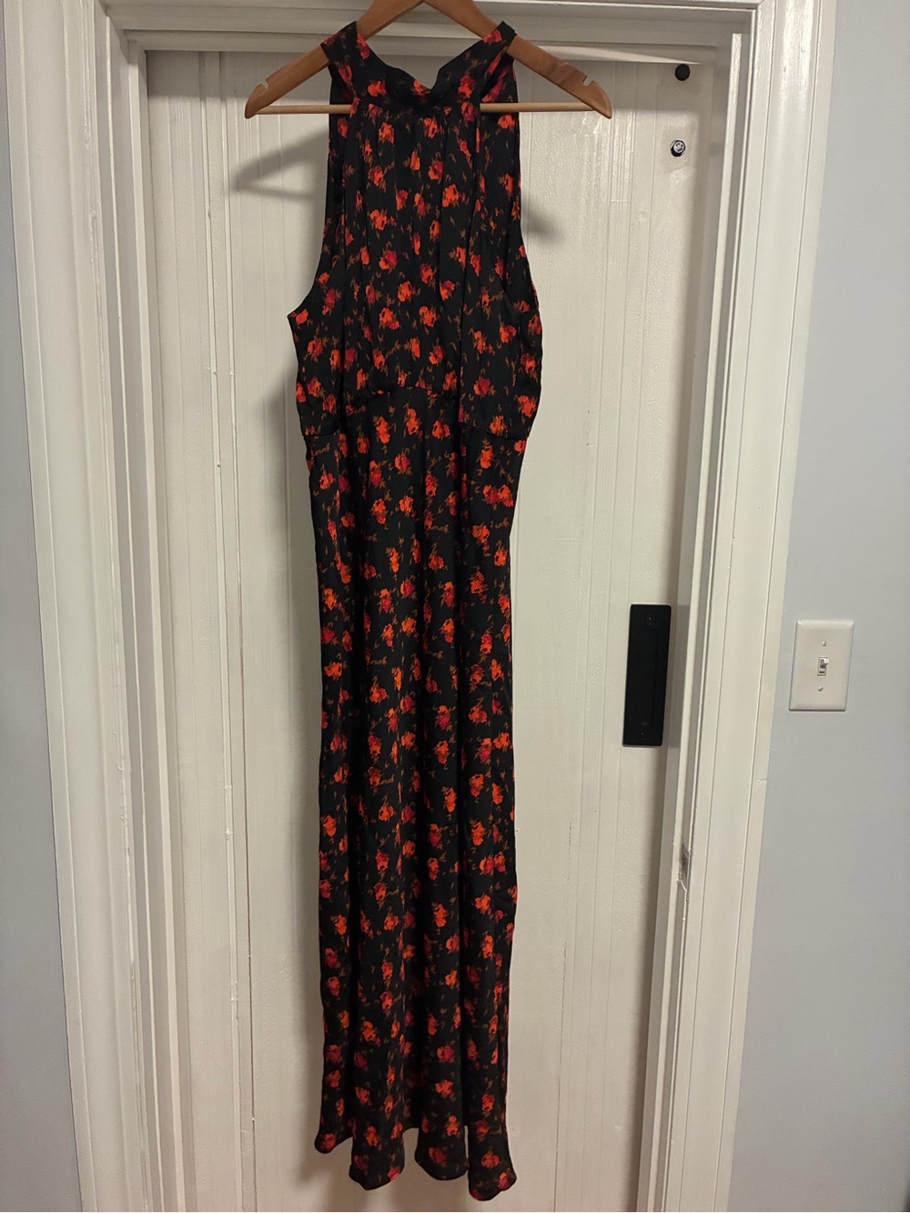 a new day Black Maxi Dress with Red Floral Print